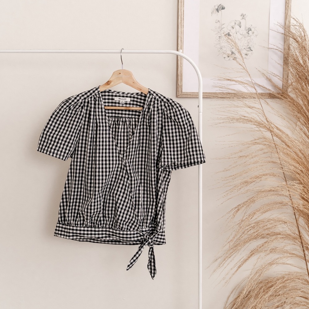 Madewell Gingham Wrap Top